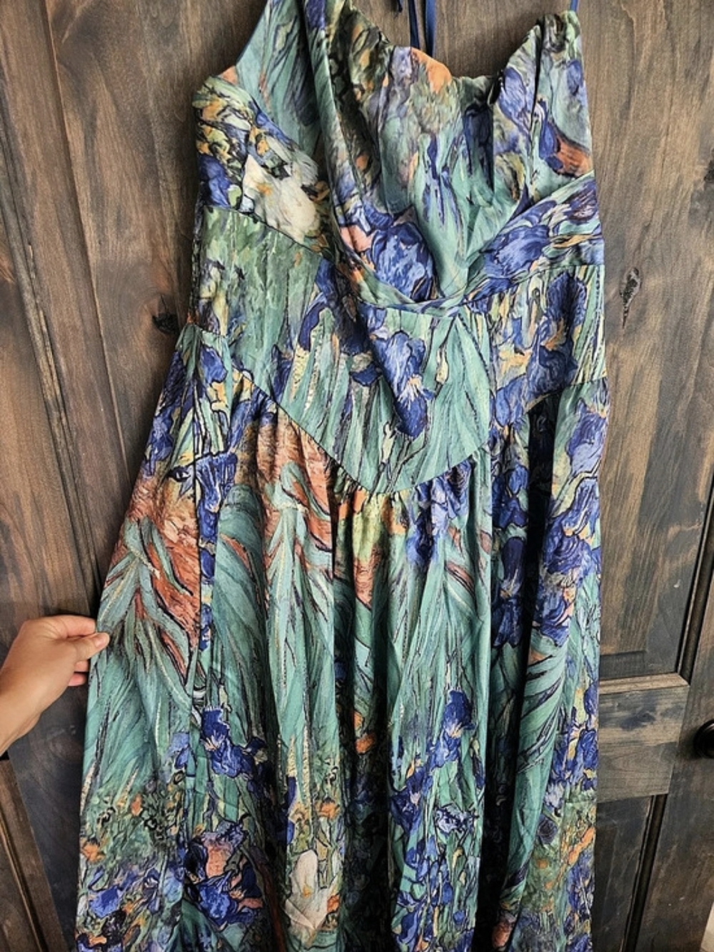 Floral Maxi Dress in Green & Blue Like New